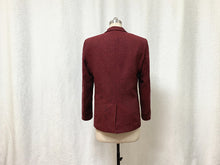 Load image into Gallery viewer, Burgundy Herringbone Tweed Wedding Blazer for Groomsmen