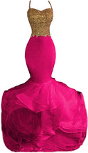 Load image into Gallery viewer, Long Prom Dress 2023 Mermaid Spaghetti Straps Sequin with Ruffles Corset Back