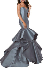 Load image into Gallery viewer, Prom Dress 2023 Satin Strapless Cascading Ruffles Corset Back