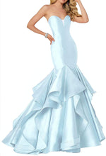 Load image into Gallery viewer, Prom Dress 2023 Satin Strapless Cascading Ruffles Corset Back