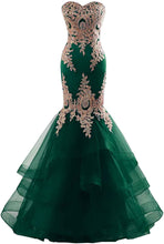 Load image into Gallery viewer, Prom Dress 2023 Long Mermaid Dresses for Women Tulle Sweetheart Embroidery Horsehair