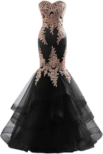 Load image into Gallery viewer, Prom Dress 2023 Long Mermaid Dresses for Women Tulle Sweetheart Embroidery Horsehair