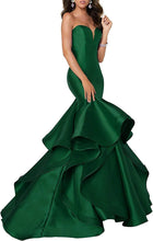Load image into Gallery viewer, Prom Dress 2023 Satin Strapless Cascading Ruffles Corset Back