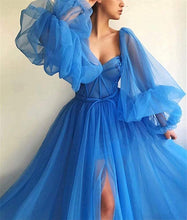 Load image into Gallery viewer, Puffy Prom Dress 2023 A-line Sweetheart Tulle with Split Corset Back