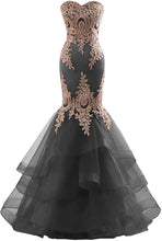 Load image into Gallery viewer, Prom Dress 2023 Long Mermaid Dresses for Women Tulle Sweetheart Embroidery Horsehair