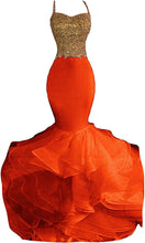 Load image into Gallery viewer, Long Prom Dress 2023 Mermaid Spaghetti Straps Sequin with Ruffles Corset Back