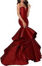 Load image into Gallery viewer, Prom Dress 2023 Satin Strapless Cascading Ruffles Corset Back