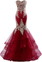 Load image into Gallery viewer, Prom Dress 2023 Long Mermaid Dresses for Women Tulle Sweetheart Embroidery Horsehair