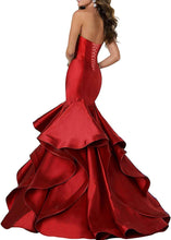 Load image into Gallery viewer, Prom Dress 2023 Satin Strapless Cascading Ruffles Corset Back