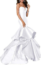 Load image into Gallery viewer, Prom Dress 2023 Satin Strapless Cascading Ruffles Corset Back