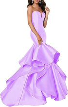 Load image into Gallery viewer, Prom Dress 2023 Satin Strapless Cascading Ruffles Corset Back
