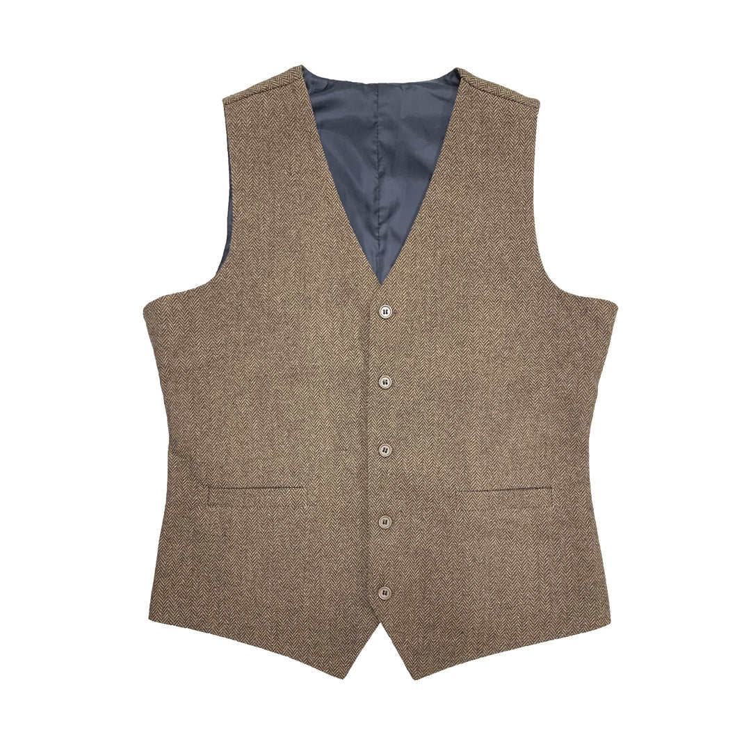 Brown Men's Vest for Wedding Party Formal Casual Waistcoat