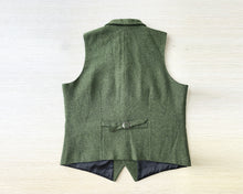 Load image into Gallery viewer, Green Herringbone Tweed Men's Vest for Wedding Party Formal Casual Waistcoat