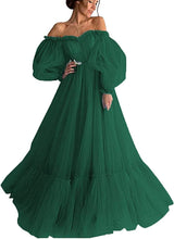Load image into Gallery viewer, Long Puffy Sleeve Prom Dress 2023 Off the Shoulder A-line Sweetheart Neck for Women Corset Back