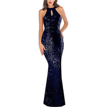 Load image into Gallery viewer, Sequin Prom Dress 2023 Halter Neck Hollow Long