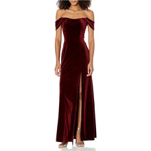 Load image into Gallery viewer, Prom Dress 2023 Velvet Off the Shoulder Slit