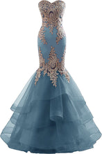 Load image into Gallery viewer, Prom Dress 2023 Long Mermaid Dresses for Women Tulle Sweetheart Embroidery Horsehair