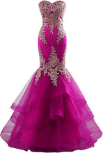 Load image into Gallery viewer, Prom Dress 2023 Long Mermaid Dresses for Women Tulle Sweetheart Embroidery Horsehair