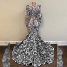 Load image into Gallery viewer, Sexy Prom Dress 2023 Long Sleeve V Neck Mermaid Sequined Zipper Up Back
