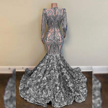 Load image into Gallery viewer, Sexy Prom Dress 2023 Long Sleeve V Neck Mermaid Sequined Zipper Up Back