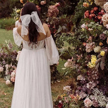 Load image into Gallery viewer, Women's Puffy Long Sleeve Prom Dress 2023 Tulle Wedding Dress for Bride with Slit Corset Back