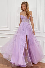 Load image into Gallery viewer, Lace Appliques Prom Dresses 2023 Spaghetti Straps Slit