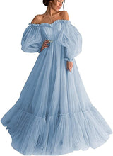 Load image into Gallery viewer, Long Puffy Sleeve Prom Dress 2023 Off the Shoulder A-line Sweetheart Neck for Women Corset Back