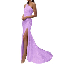 Load image into Gallery viewer, Elegant Prom Dress 2023 Strapless Lace Appliques Mermaid Tulle Long with Slit