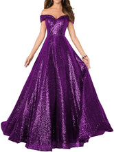 Load image into Gallery viewer, Prom Dress 2023 A-line Sequin Off the Shoulder