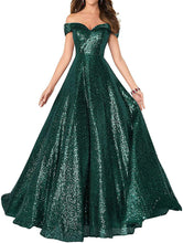Load image into Gallery viewer, Prom Dress 2023 A-line Sequin Off the Shoulder
