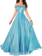 Load image into Gallery viewer, Prom Dress 2023 A-line Sequin Off the Shoulder