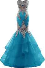Load image into Gallery viewer, Prom Dress 2023 Long Mermaid Dresses for Women Tulle Sweetheart Embroidery Horsehair