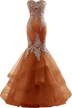 Load image into Gallery viewer, Prom Dress 2023 Long Mermaid Dresses for Women Tulle Sweetheart Embroidery Horsehair