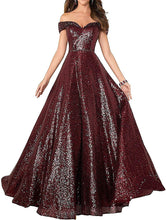 Load image into Gallery viewer, Prom Dress 2023 A-line Sequin Off the Shoulder