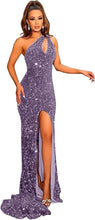 Load image into Gallery viewer, One Shoulder Mermaid Prom Dress 2023 Long Sheath Sequin Sexy with High Slit