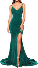 Load image into Gallery viewer, Prom Dress 2023 High Slit Backless Spaghetti Straps Sequin