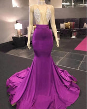 Load image into Gallery viewer, Grape Prom Dress 2023 Sexy Halter Neck Satin