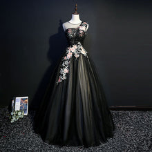 Load image into Gallery viewer, Black Prom Dress 2023 Illusion Neck Sleeveless Embroidery