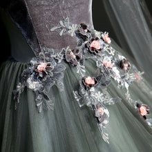 Load image into Gallery viewer, Fairy Prom Dress 2023 Puffy Tulle with Appliques Velvet