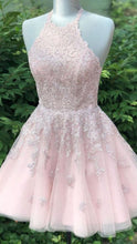 Load image into Gallery viewer, Short Prom Dress 2023 Halter Neck Tulle with Appliques