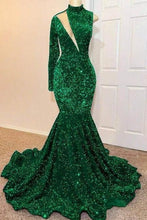 Load image into Gallery viewer, Green Prom Dress 2023 One-shoulder Hollow Sequin Sparkly