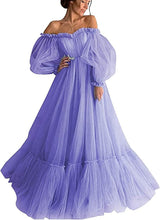 Load image into Gallery viewer, Long Puffy Sleeve Prom Dress 2023 Off the Shoulder A-line Sweetheart Neck for Women Corset Back