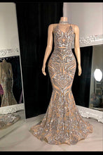 Load image into Gallery viewer, Sliver Long Prom Dress 2023 Halter Neck Sequin
