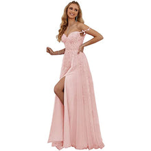 Load image into Gallery viewer, Lace Appliques Prom Dresses 2023 Spaghetti Straps Slit