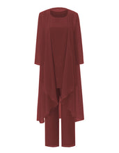 Load image into Gallery viewer, Burgundy Mother of the Bride Dress Pant Suits for Wedding 3 Pcs Plus Size
