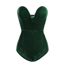 Load image into Gallery viewer, Halloween Bodysuit Corset Back Blue Red Green Velvet Bodysuit