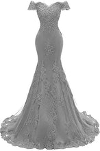 Load image into Gallery viewer, Mermaid Off-the-shoulder Green Lace Prom Dress 2022 Corset Back Long Evening Dress