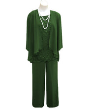 Load image into Gallery viewer, Moss Green Mother of the Bride Dress Pants Suits Plus Size for Wedding 3 Pcs