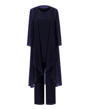 Load image into Gallery viewer, Teal Blue Mother of the Bride Dress - 3 Pieces Chiffon Jacket Vest Pants Plus Size Petite
