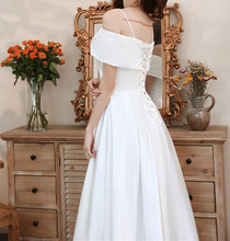 Load image into Gallery viewer, White Prom Dress 2023 Off the Shoulder Corset Back Satin